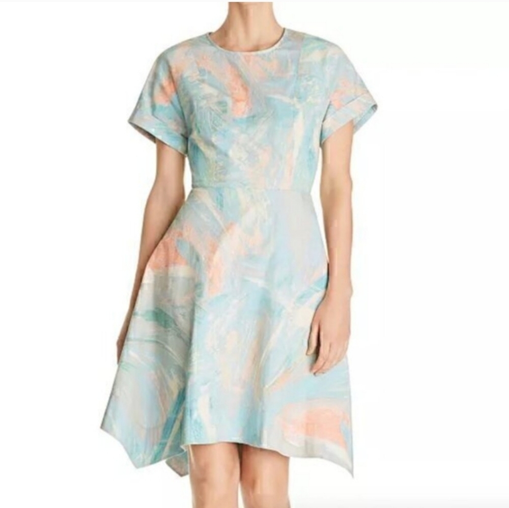 Donna Karan Watercolor Abstract Pattern Dress